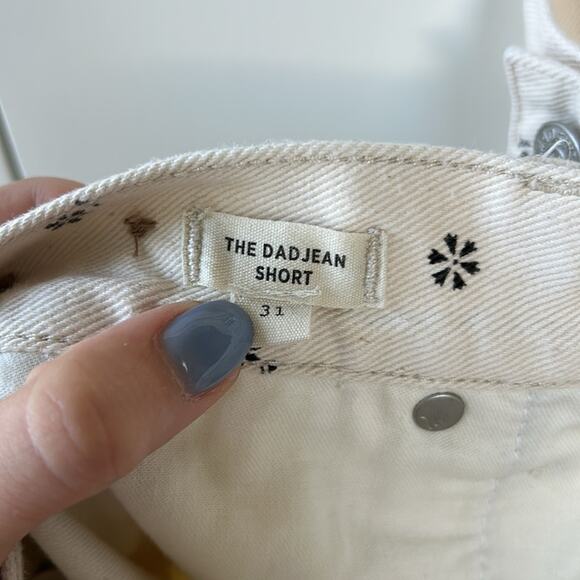 Madewell The Dadjean Denim Shorts  in Cream Daisy Drizzle Size 31 Gently Used - Picture 7 of 8